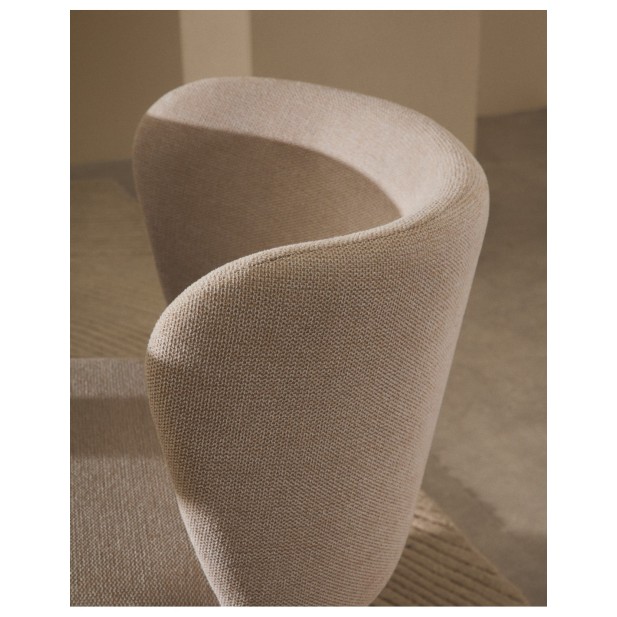 Silla Ciselia de chenilla beige y...