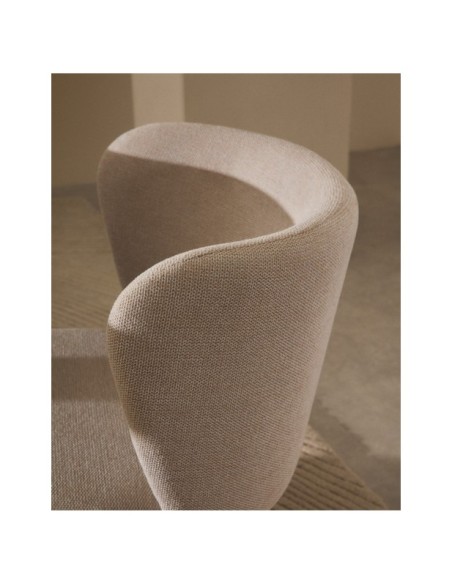 Silla Ciselia de chenilla beige y acero beige FSC Mix Credit - Kave Home