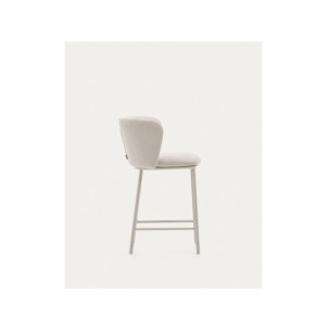 Taburete Ciselia de chenilla beige y acero beige altura... 2