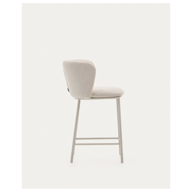 Taburete Ciselia de chenilla beige y...