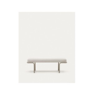 Banco Compo de chenilla beige y estructura de metal beige...