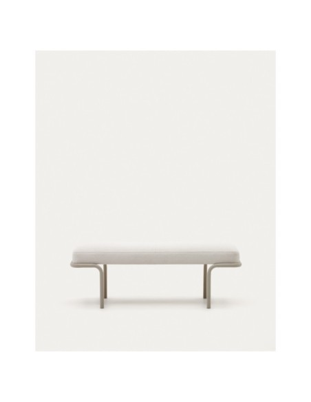 Banco Compo de chenilla beige y estructura de metal beige 130 cm - Kave Home