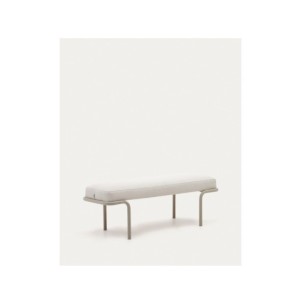Banco Compo de chenilla beige y estructura de metal beige... 2