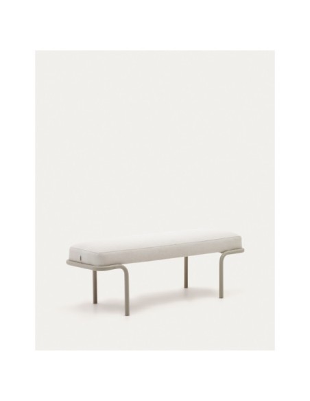 Banco Compo de chenilla beige y estructura de metal beige 130 cm - Kave Home