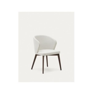 Silla Darice de chenilla beige y madera maciza de haya...