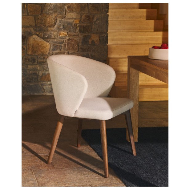 Silla Darice de chenilla beige y...