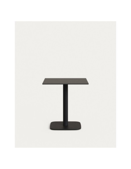 Mesa de exterior Dina negro con pie de metal con acabado pintado negro 68 x 68 x 70 cm - Kave Home