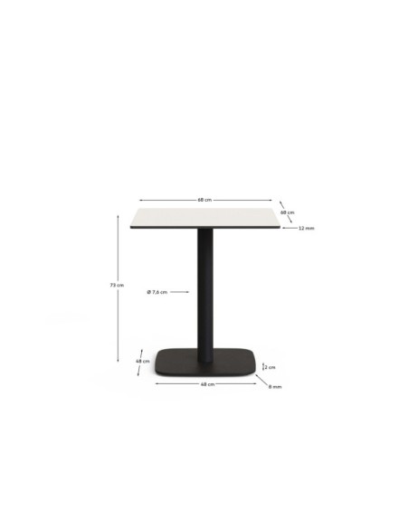 Mesa de exterior Dina blanco con pie de metal con acabado pintado negro 68 x 68 x 70 cm - Kave Home