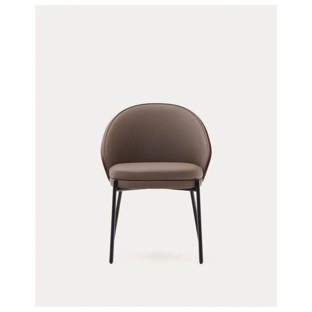 Silla Eamy de piel sintética marrón,...