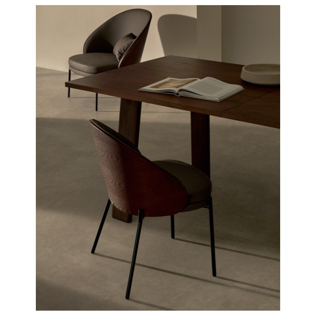 Silla Eamy de piel sintética marrón,...