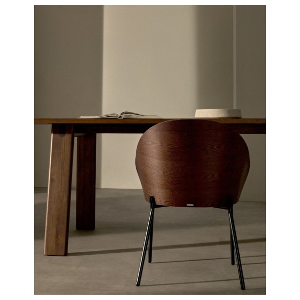 Silla Eamy de piel sintética marrón,...