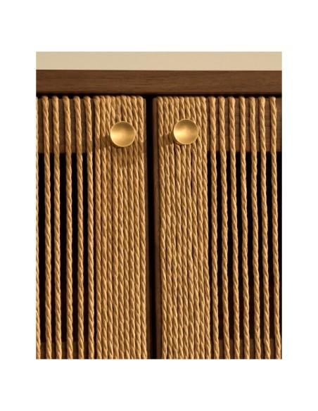 Mueble TV Elan 3 puertas chapa y madera maciza nogal cuerda 200 x 50 cm FSC Mix Credit - Kave Home