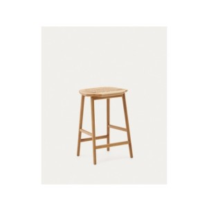 Taburete Enit de cuerda papel beige y madera maciza de...