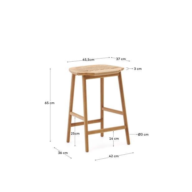 Taburete Enit de cuerda papel beige y...