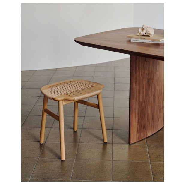 Taburete Enit de cuerda papel beige y...