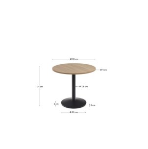 Mesa redonda Esilda melamina acabado natural pie metal... 2