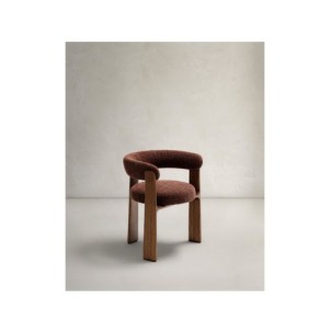 Silla Granite de 3 patas de chenilla marrón y madera...