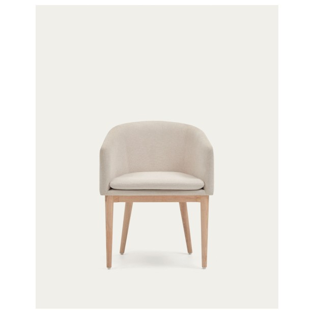 Silla Harlan de chenilla beige y...