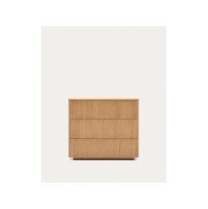 Cómoda Helvine 3 cajones de chapa de roble 90 x 78 cm FSC...
