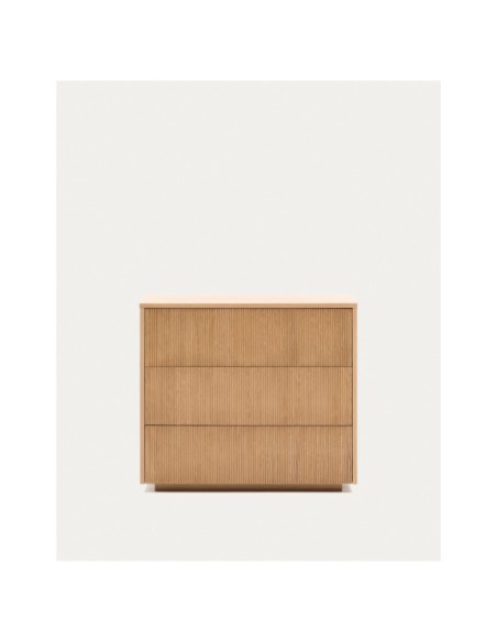 Cómoda Helvine 3 cajones de chapa de roble 90 x 78 cm FSC 100% - Kave Home