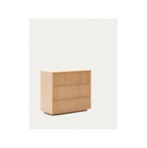 Cómoda Helvine 3 cajones de chapa de roble 90 x 78 cm FSC... 2