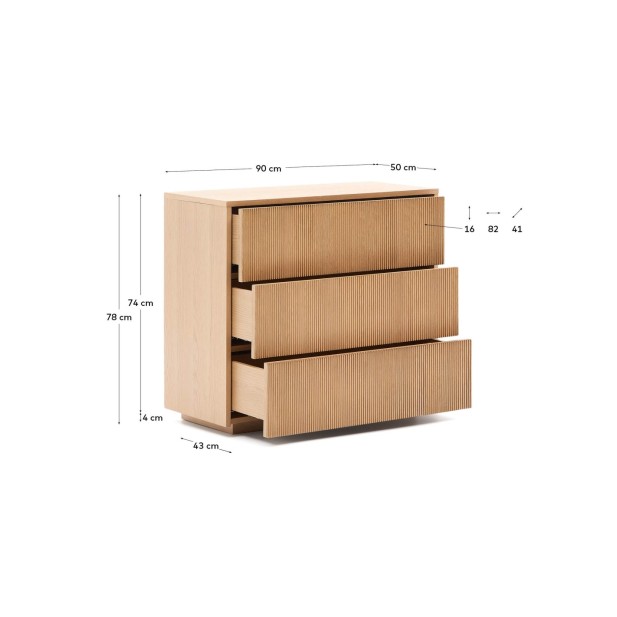 Cómoda Helvine 3 cajones de chapa de...