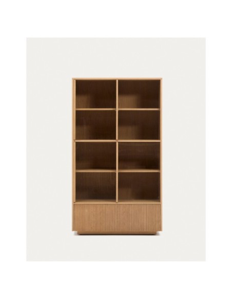 Vitrina Helvine 4 puertas y 2 cajones chapa de roble y cristal templado 100x174cm FSC 100% - Kave Home