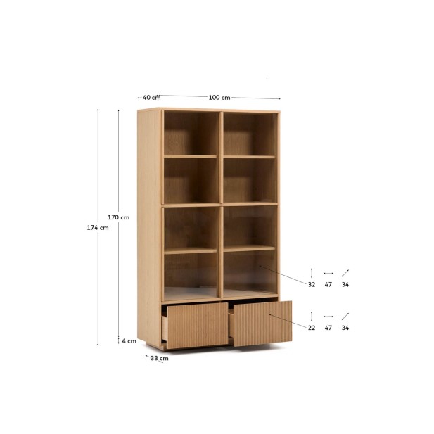 Vitrina Helvine 4 puertas y 2 cajones...