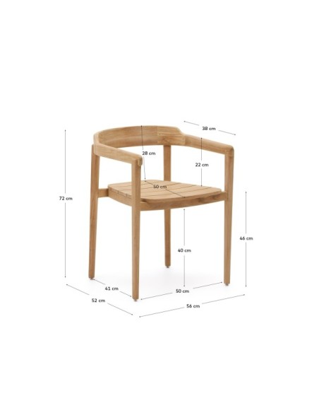 Silla apilable Icaro de madera maciza de teca con acabado natural FSC 100% - Kave Home