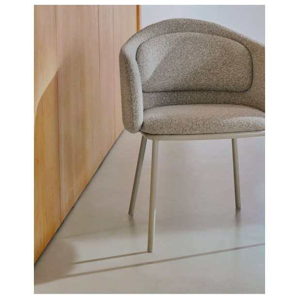 Silla Idaira de chenilla gruesa beige...