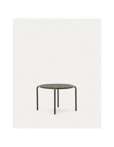 Mesa auxiliar de exterior Joncols de aluminio con acabado pintado verde Ø 60 cm - Kave Home
