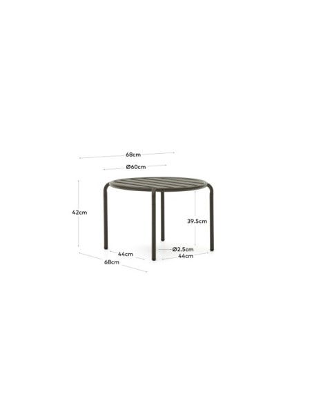 Mesa auxiliar de exterior Joncols de aluminio con acabado pintado verde Ø 60 cm - Kave Home