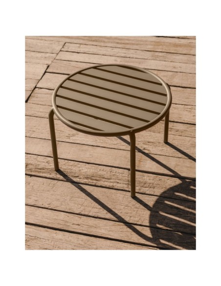 Mesa auxiliar de exterior Joncols de aluminio con acabado pintado verde Ø 60 cm - Kave Home