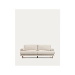 Sofá Karin 2 plazas de chenilla beige y patas de madera...