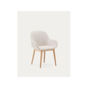 Silla Konna beige y patas de madera maciza de fresno...