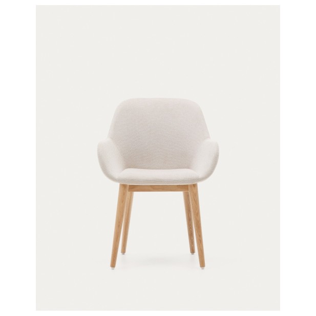 Silla Konna beige y patas de madera...