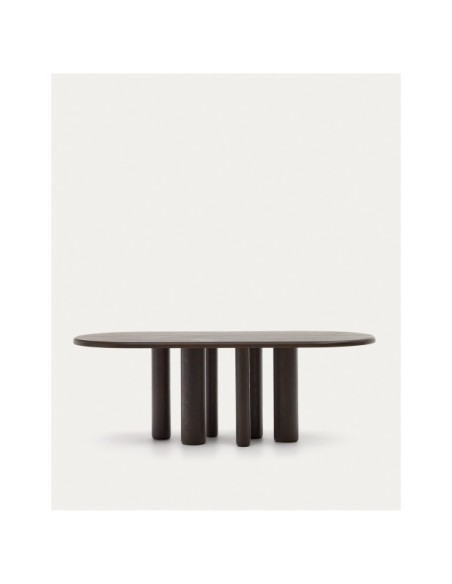 Mesa ovalada Mailen en chapa de fresno con acabado oscuro Ø 220 x 105 cm - Kave Home