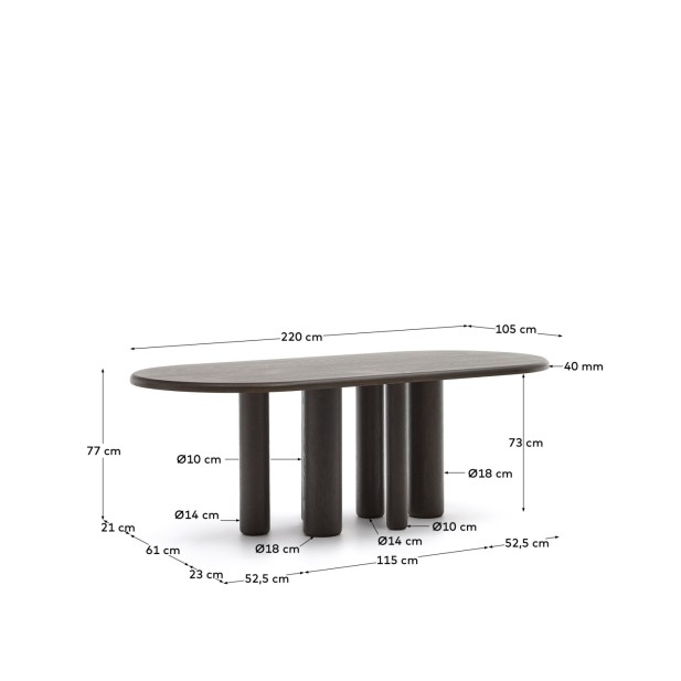 Mesa ovalada Mailen en chapa de...