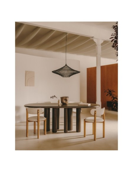 Mesa ovalada Mailen en chapa de fresno con acabado oscuro Ø 220 x 105 cm - Kave Home