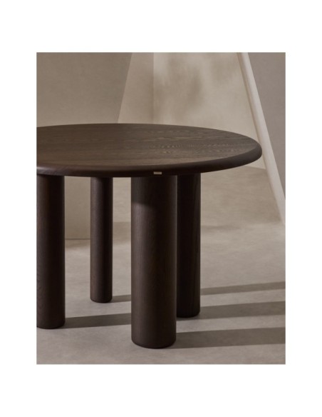 Mesa redonda Mailen en chapa de fresno con acabado oscuro Ø 120 cm - Kave Home