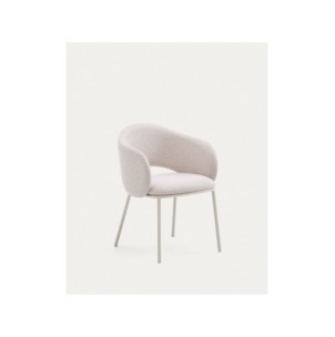 Silla Maina de chenilla beige y patas de acero con...