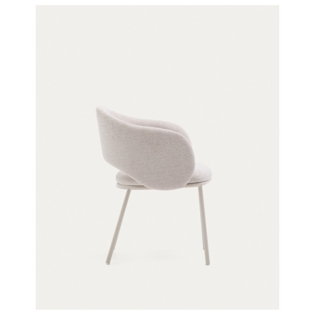 Silla Maina de chenilla beige y patas...