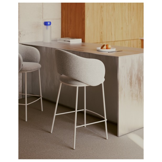 Taburete Maina chenilla gruesa beige...