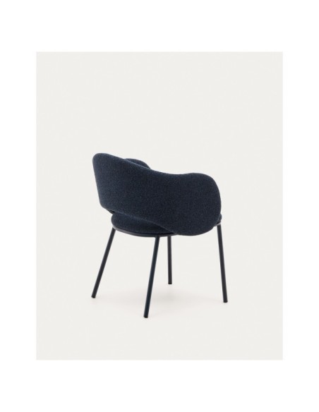 Silla Maina de chenilla gruesa azul y patas de acero con acabado azul FSC Mix Credit - Kave Home
