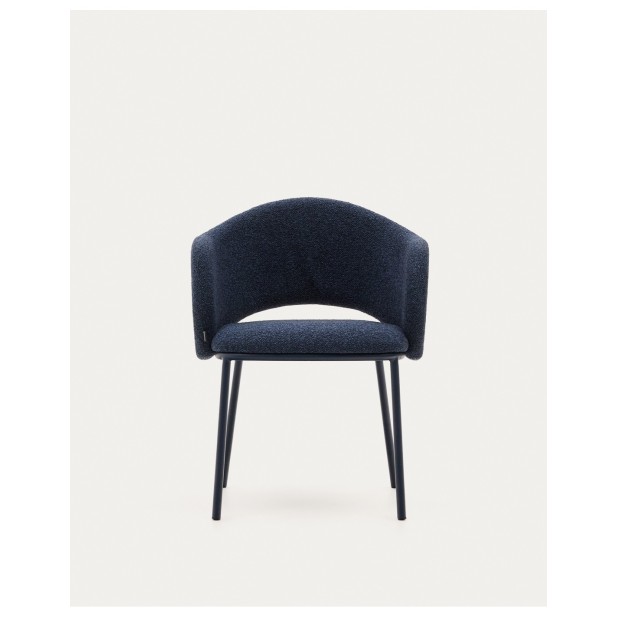 Silla Maina de chenilla gruesa azul y...