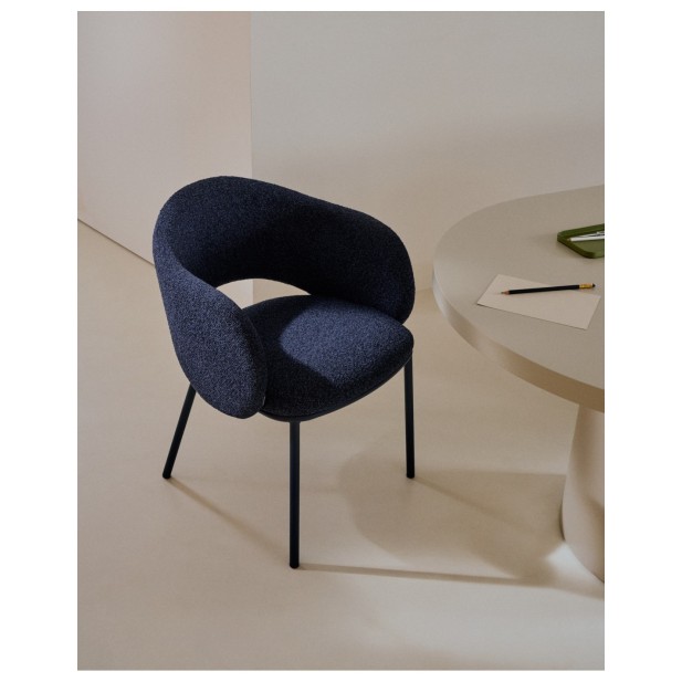 Silla Maina de chenilla gruesa azul y...