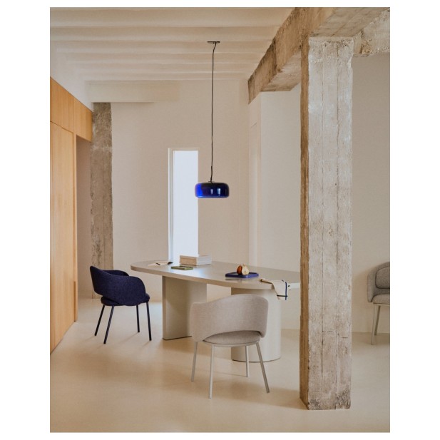 Silla Maina de chenilla gruesa azul y...