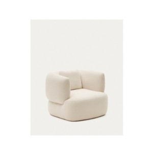 Butaca giratoria con cojín Martina de borreguito crudo...