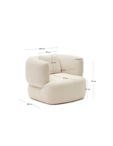 Butaca giratoria con cojín Martina de borreguito crudo FSC Mix Credit - Kave Home