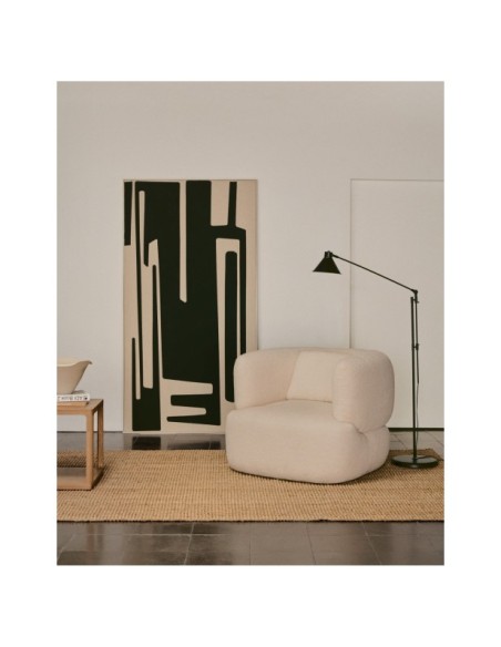 Butaca giratoria con cojín Martina de borreguito crudo FSC Mix Credit - Kave Home